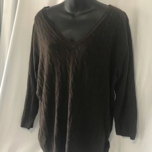 Dark brown woven v neck sweater size 18-20